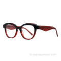 Femmes Vintage Design Biseau Cadre Acétate Lunes Optical